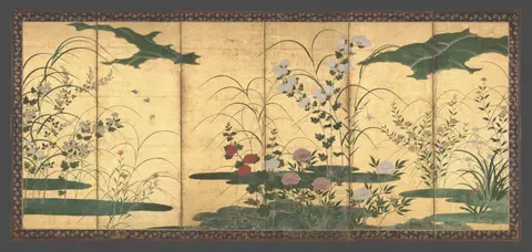 A folding screen of the flowers of the four seasons